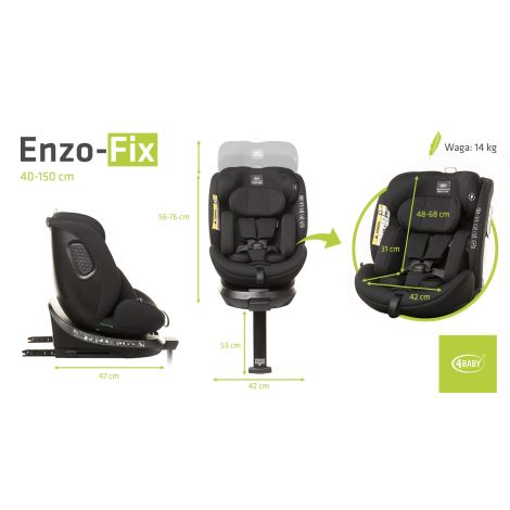 4Baby Enzo-Fix - fotelik samochodowy 40-150 cm | Black - 14